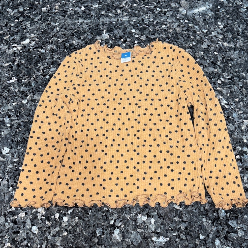 Old Navy Kids Long Sleeve Polka Dot Tee - Tan and Black
